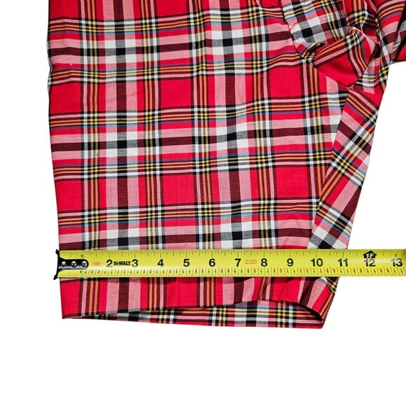 1970s Levi's Sta-Prest Shorts Size 35 X 9 Red Plaid Chino Golf Casual Vintage - Picture 9 of 11